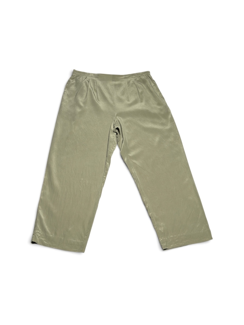 Vintage Emma James Petite 100% Silk Olive Green Pants Size 12P